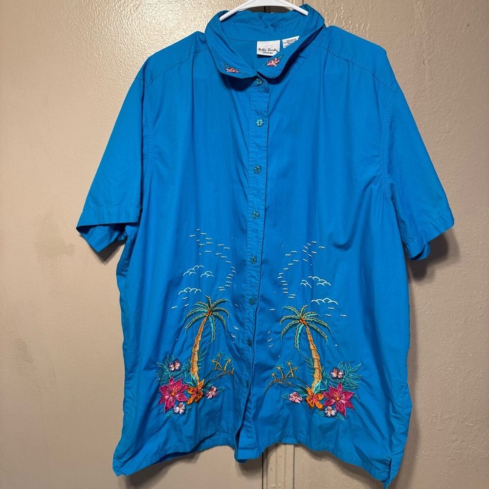 Vtg Bobbie Brooks Women’s 24W/26W Embroidered Palm Trees Vactaioncore Beach Core